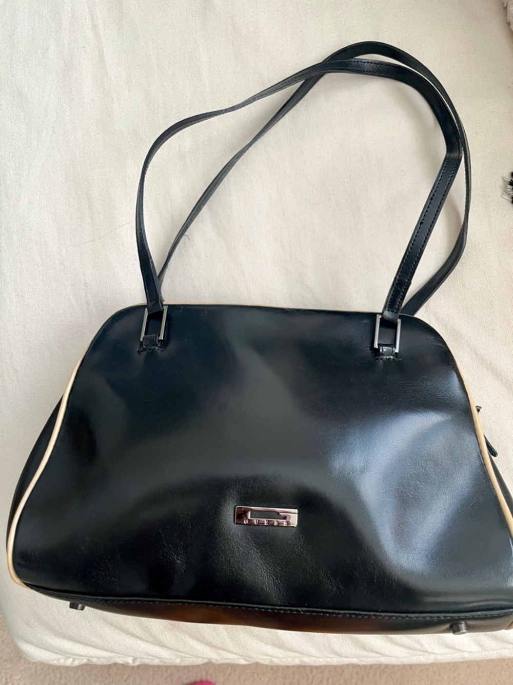 Guess Black Shoulder Bag with Cream Trim